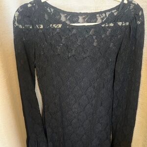 Black Lace Tunic-Style Top with Stevie Nicks Vibes